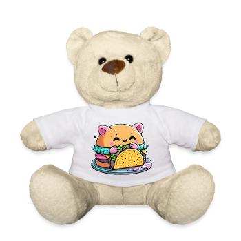 Burger Cat Taco - Mignon, Fantaisiste, Drôle, Nourriture - Nounours - blanc - Devant