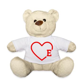 lettre e cœur rouge - Nounours - blanc - Devant