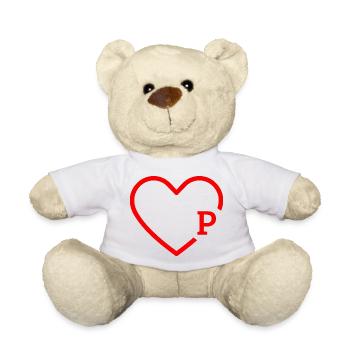 lettre p cœur rouge - Nounours - blanc - Devant