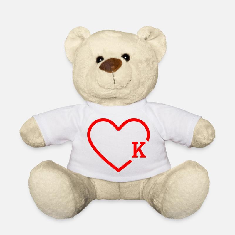 Letter K Red Heart - Teddy Bear - white