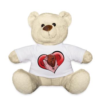 Comic Eichhörnchenbaby in den Händen im Herz - Teddy - Weiß - Vorne