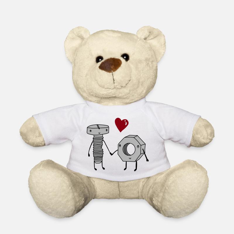 Schraube und Mutter in love - Teddy - Weiß