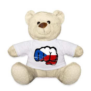 Czech Republic Fist Flag used - Teddy Bear - white - Front