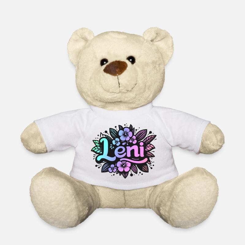 Name LENI Blumenmotiv - Teddy - Weiß
