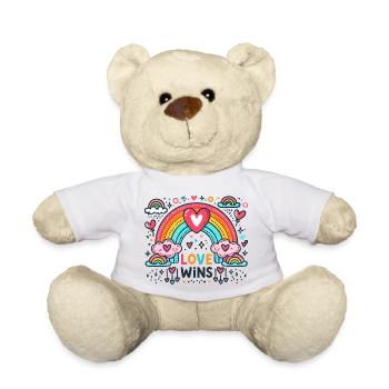 Love Wins – Rainbow Love Graphic - Teddy Bear - white - Front