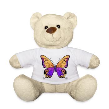 Multicolored Butterfly - Teddy Bear - white - Front
