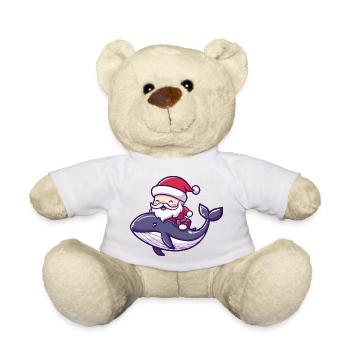 Whale Santa Claus Cartoon - Teddy Bear - white - Front