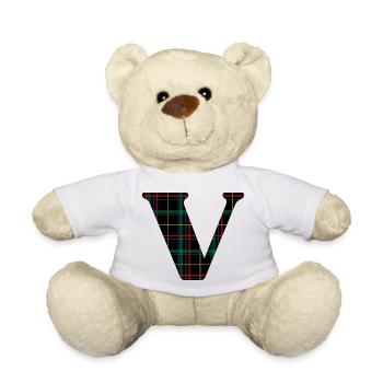 Monogramm gegen schottischen Tartan - Teddy - Weiß - Vorne