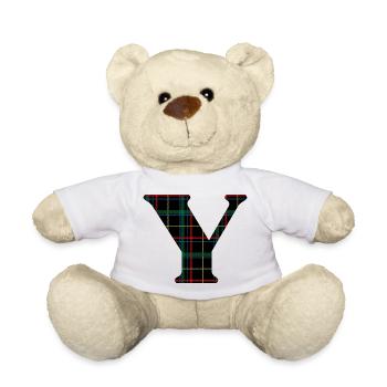 Monogramme y tartan écossais - Nounours - blanc - Devant