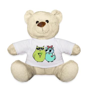 Colorful Owl Friendship - Teddy Bear - white - Front