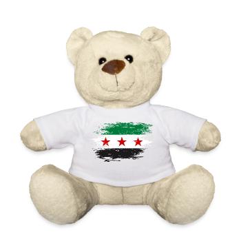 Drapeau syrien utilisé - Nounours - blanc - Devant