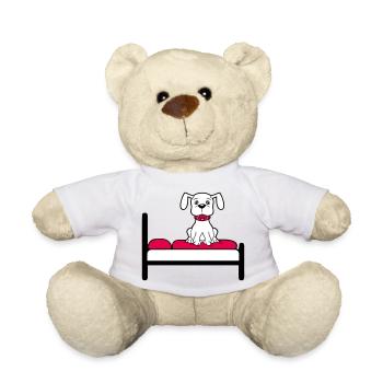 Hund Auf Bett Entspannt Schlafen Schlafzimmer Süß - Teddy - Weiß - Vorne