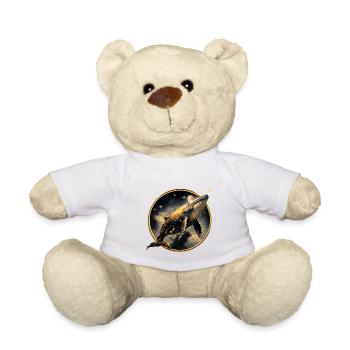 Cosmic elegance, the golden and black whale - Teddy Bear - white - Front