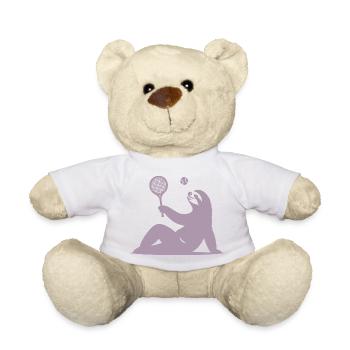 Faultier Tennis Tennisspieler Ball Horn Silhouette - Teddy - Weiß - Vorne
