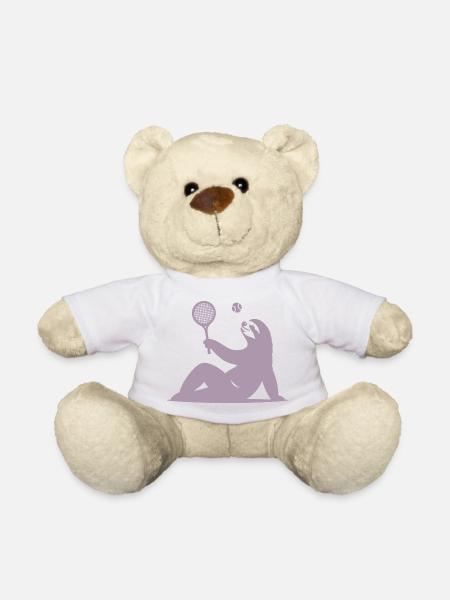 Faultier Tennis Tennisspieler Ball Horn Silhouette - Teddy - Weiß