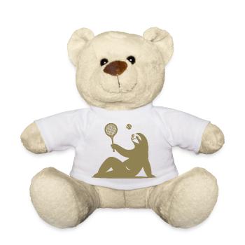 Faultier Tennis Tennisspieler Ball Horn Silhouette - Teddy - Weiß - Vorne