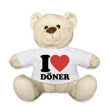 I Love Döner - Herz - Fast Food - Geschenk - Teddy - Weiß - Vorne