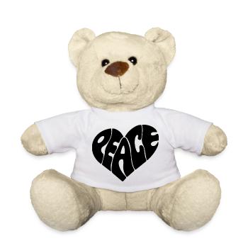Peace Heart Font - Teddy Bear - white - Front