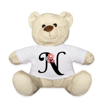 Letter n Minimalist Flowers - Teddy Bear - white - Front
