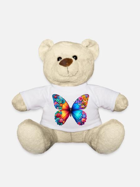 Colorful Butterfly Nature Inspired Summer Vibes - Teddy Bear - white