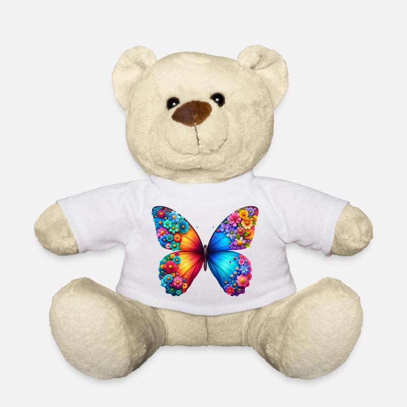 Colorful Butterfly Nature Inspired Summer Vibes - Teddy Bear - white
