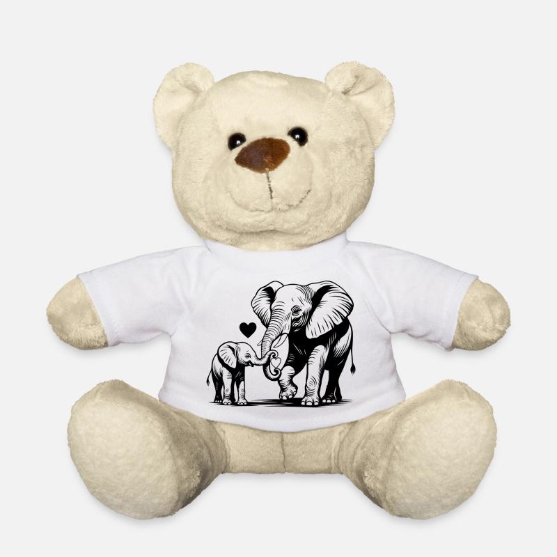 Idée cadeau éléphant maman bébé fête des mères - Nounours - blanc
