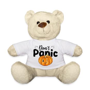 Keine Panik. Design mit zwinkerndem Kürbis - Teddy - Weiß - Vorne