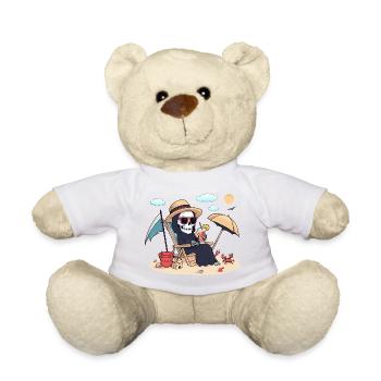 Halloween im Sommer – Sensenmann am Strand - Teddy - Weiß - Vorne