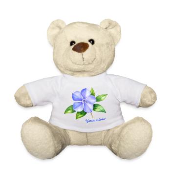 Vinca Minor - Illustration botanique à l’aquarelle - Nounours - blanc - Devant