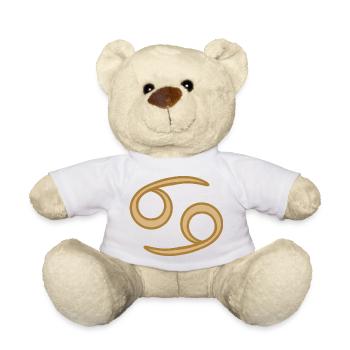 Cancer Zodiac Symbol Two Tone Golden - Teddy Bear - white - Front