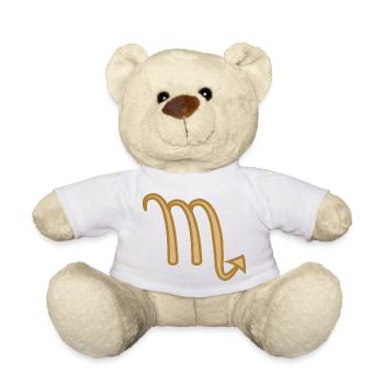 Scorpio Zodiac Symbol Two Tone Golden - Teddy Bear - white - Front