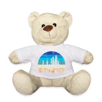 Sunset Forest Silhouette Print - Teddy - Weiß - Vorne