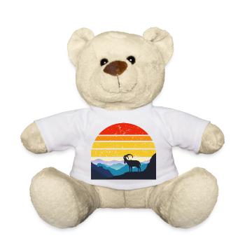 Coucher de soleil sur la montagne avec bouquetin - Nounours - blanc - Devant