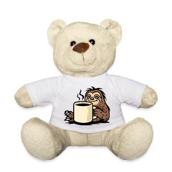 Cozy sloth chilling with coffee cup - Teddy Bear - white - Front