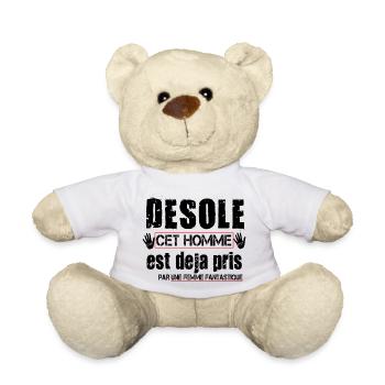 T shirt humour désolée cet homme est déjà pris - Nounours - blanc - Devant