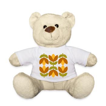 Geometric floral patterns in earth tones 70s - Teddy Bear - white - Front