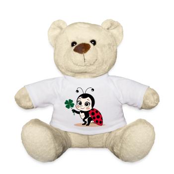 Ladybug Shamrock Lucky Charm Luck - Teddy Bear - white - Front