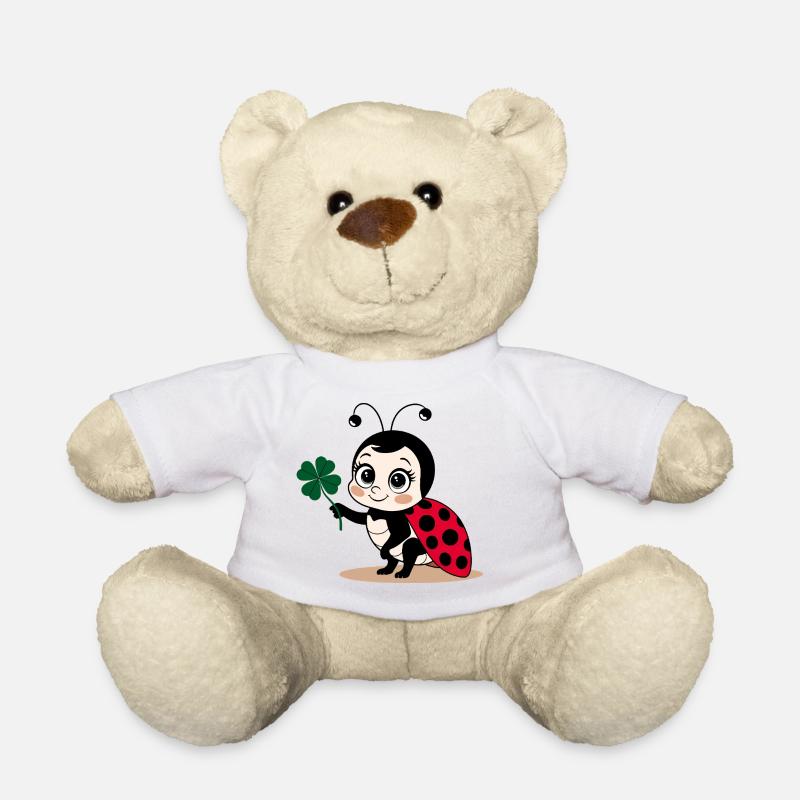 Marienkäfer Kleeblatt Glücksbringer Glück - Teddy - Weiß