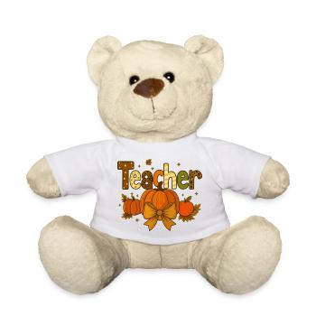 Autumn Pumpkin Teacher Appreciation Design - Teddy Bear - white - Front