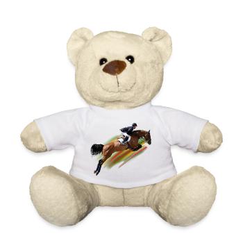Dynamic show jumper at a gallop - Teddy Bear - white - Front
