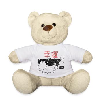 Poisson Fugu - 'Bonne chance' - Nounours - blanc - Devant