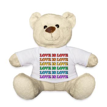 Typographie arc-en-ciel « Vivre et laisser vivre » - Nounours - blanc - Devant