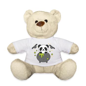 Panda Joyeux Halloween Bâton de Chaudron de Sorcière - Nounours - blanc - Devant