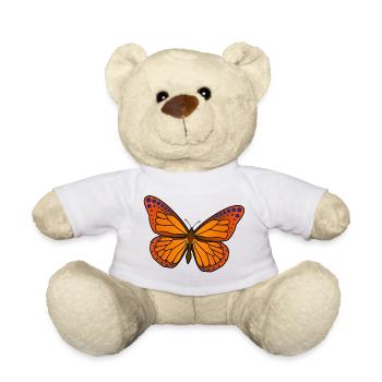 Vivid Butterfly Wings Illustration - Teddy Bear - white - Front
