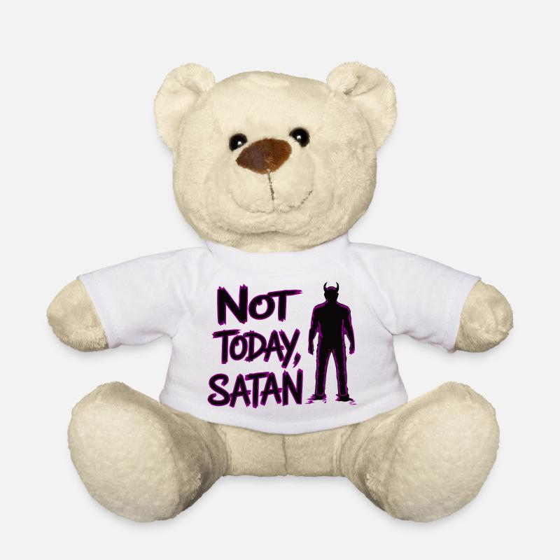 Rebellischer Satan Meme-Druck auf T-Shirt - Teddy - Weiß