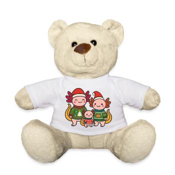Axolotl Family Christmas - Teddy Bear - white - Front