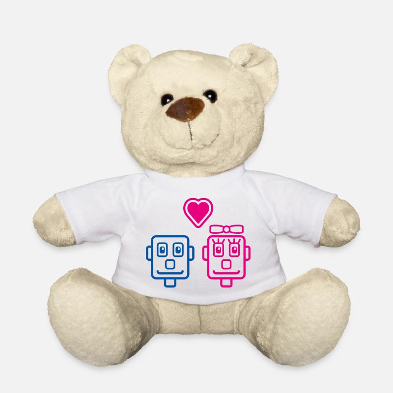 Robots Amoureux par Helfspawn - Nounours - blanc