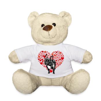 Herzförmige Hundemotiv in Rosa und Rot - Teddy - Weiß - Vorne