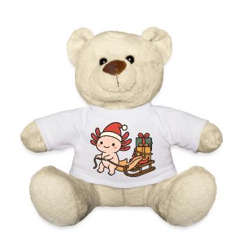 Weihnachts Axolotl – Mit Schlitten & Geschenken - Teddy - Weiß - Vorne