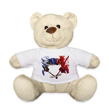 Eishockey Duell Blau Rot - Teddy - Weiß - Vorne